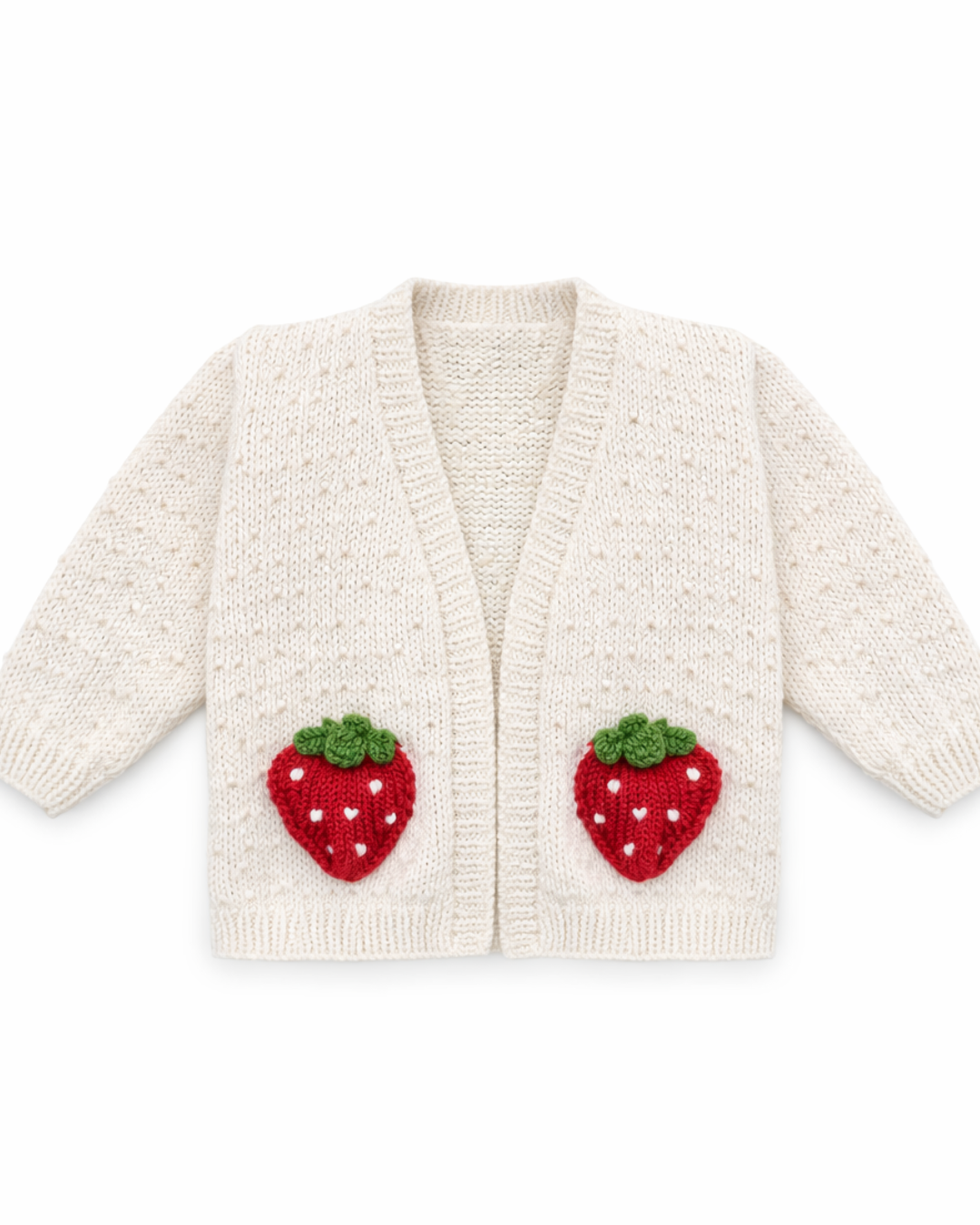 Baby Cardi with Strawberry Appliqués.